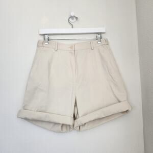 Vintage 90s L.L. Bean Beige Khaki High Rise Original Fit Roomy Shorts Size 10